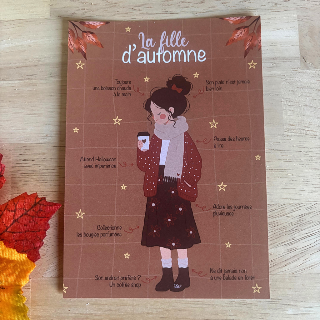 Carte mantra A6 - La fille d'automne - Automne en douceur