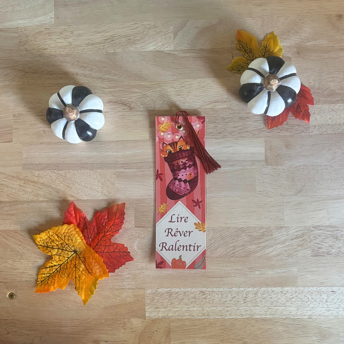 Marque-page "Lire, Rêver, Ralentir" - Automne en douceur