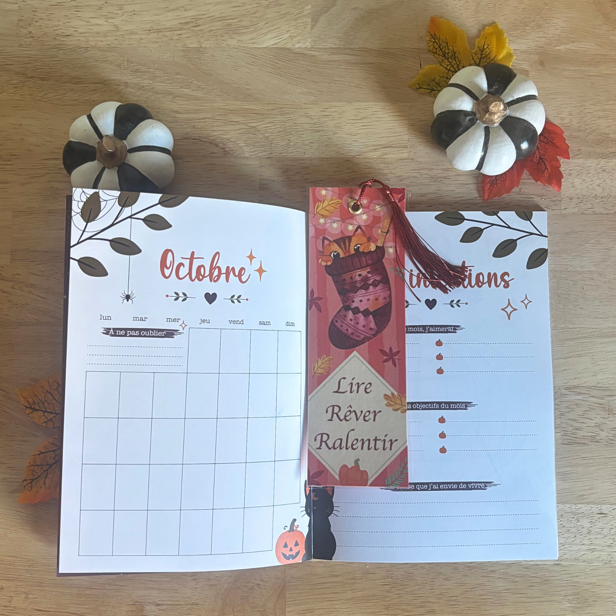 Marque-page "Lire, Rêver, Ralentir" - Automne en douceur