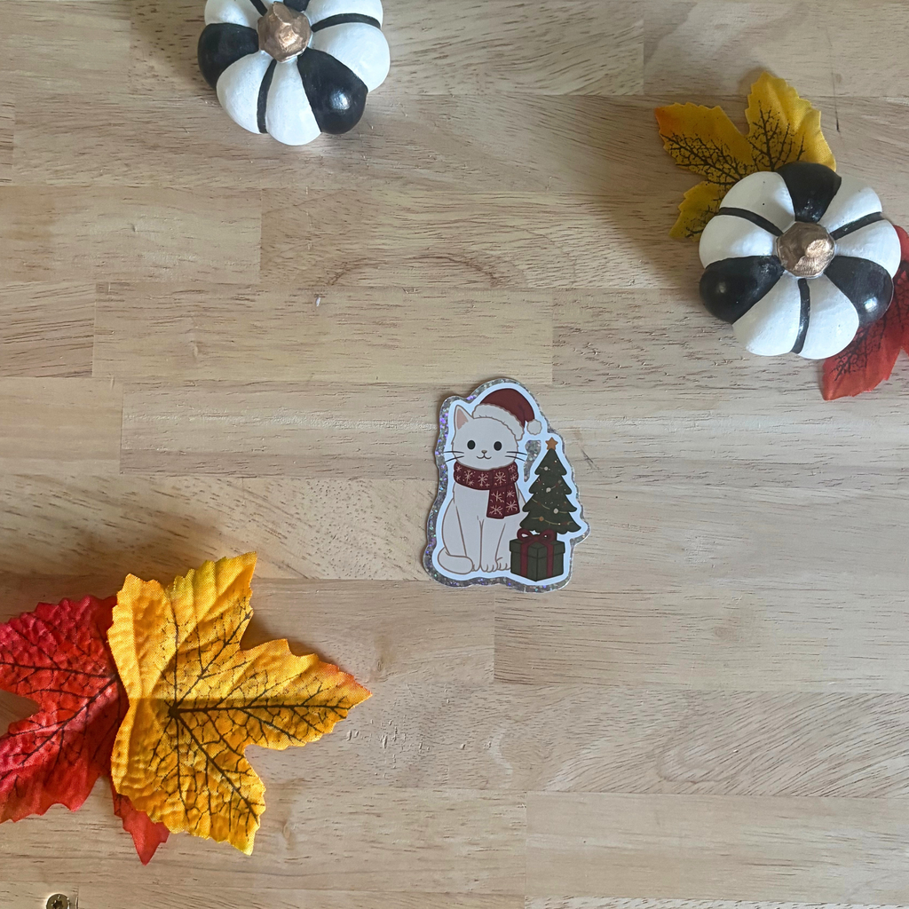 Sticker pailleté - Le chat de décembre