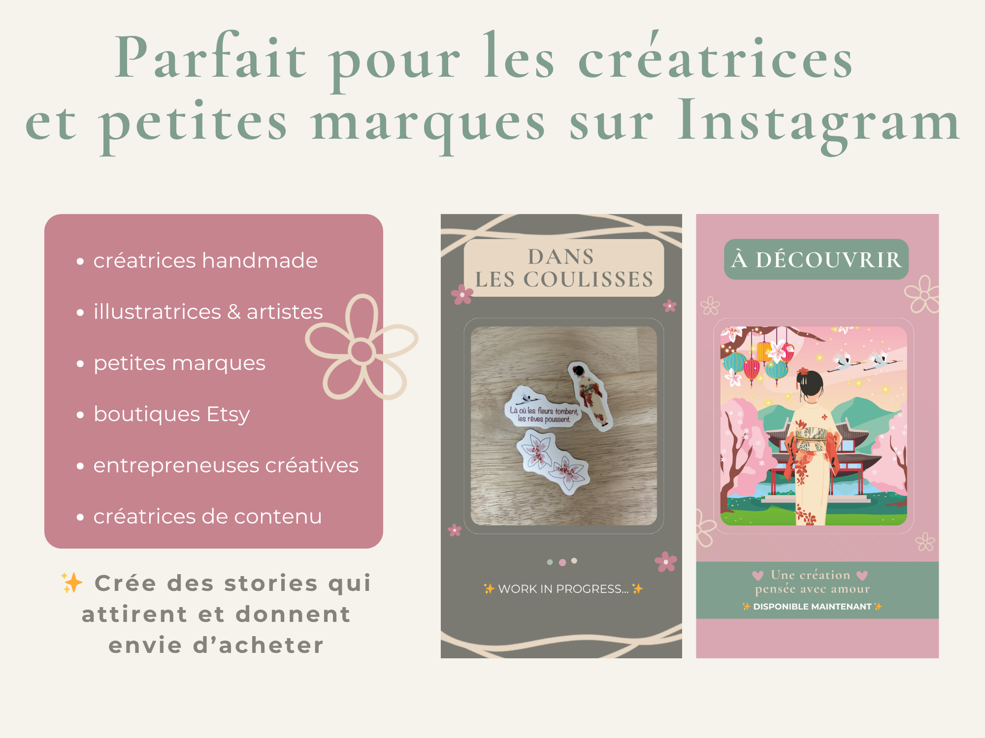 Instagram Stories Canva Templates - Kit Stories Instagram pour créatrices - 8 templates personnalisables - Canva éditable