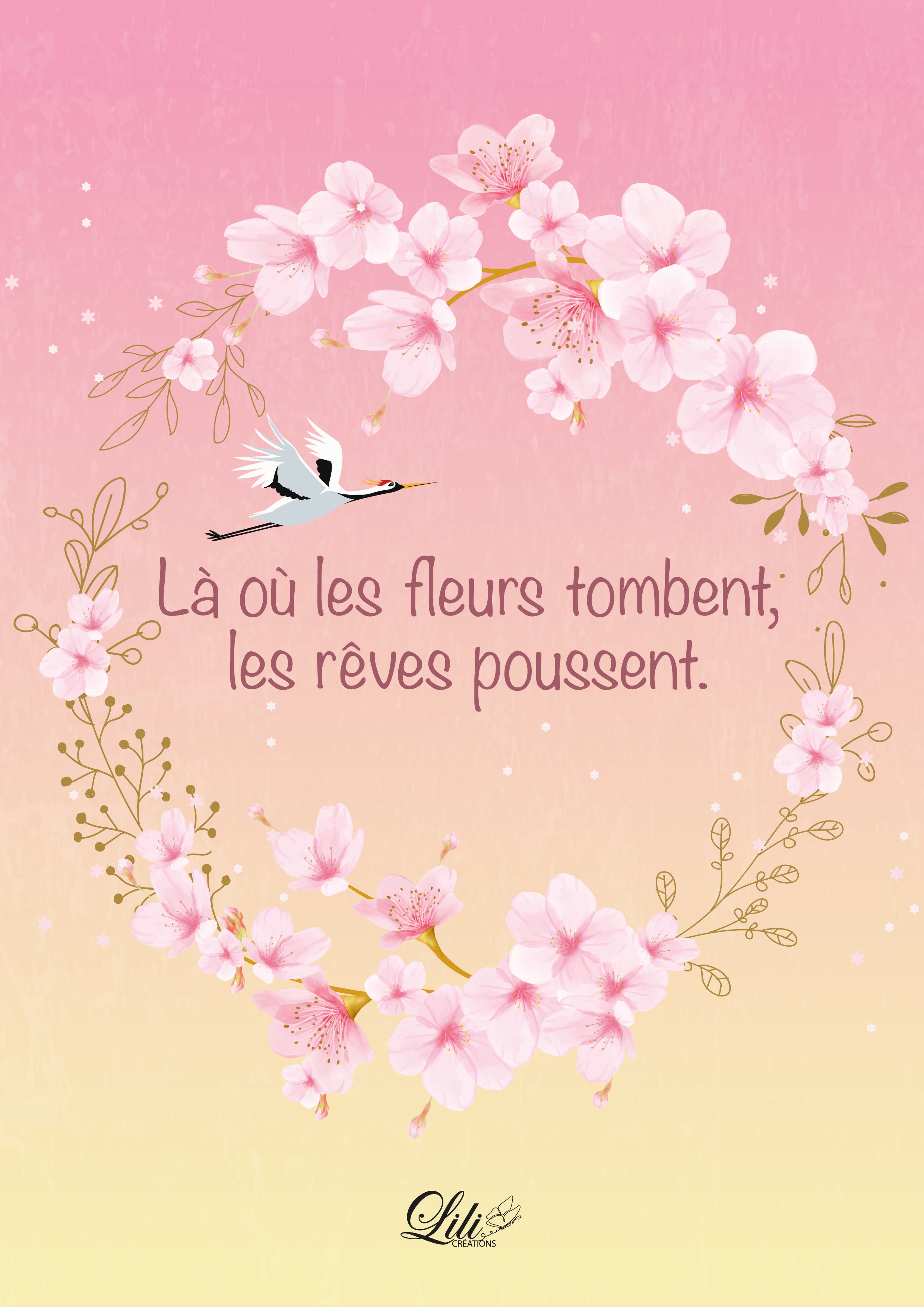 Affiche Blossom Dream - Illustration florale douce et coloré - Univers poétique (A5 / A4)