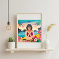 Affiche Été en fleurs - Illustration estivale féminine (20x20 cm)