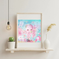 Affiche Douceur des fonds marins - Illustration enfantine sous-marine (20x20 cm)