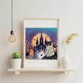 Affiche Cathédrale gothique et mystère - Illustration sombre et élégante (20x20 cm)