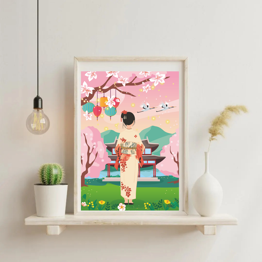Affiche Blossom Dream - Illustration printanière florale - Univers doux et coloré (A5 / A4)