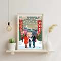 Affiche Noël en ville - Illustration festive et lumineuse (A5 / A4)