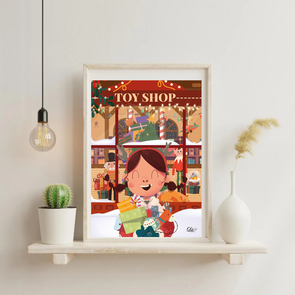 Affiche La boutique aux merveilles - Illustration de Noël douce et magique (A5 / A4)