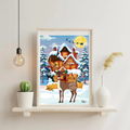Affiche Le renne aux bois étoilés - Illustration de Noël douce et féerique (A5 / A4)