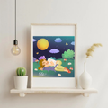 Affiche Nuit étoilée avec mon chat - Illustration poétique et apaisante (20x20 cm)