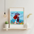Affiche Journée pluvieuse mais joyeuse - Illustration colorée et positive (20x20 cm)