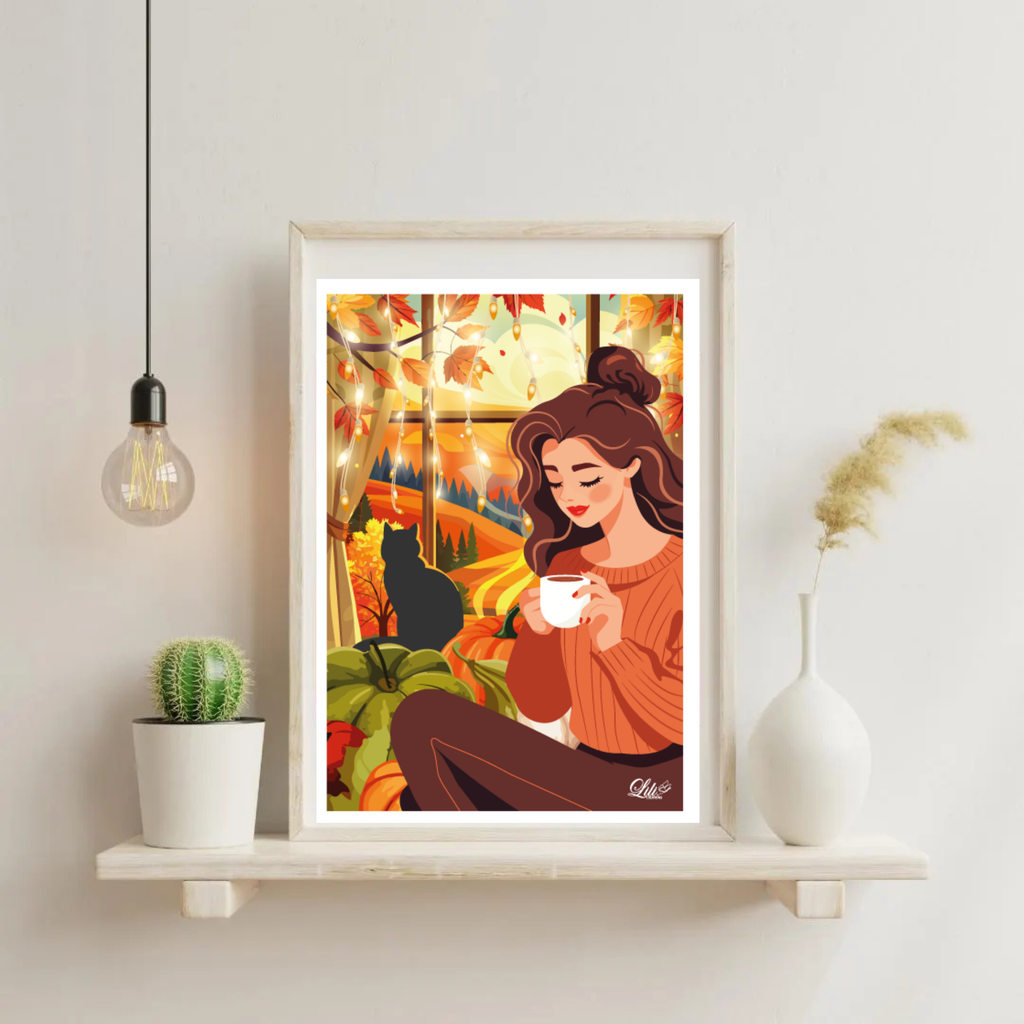 Affiche Cocon d'automne - Illustration cosy et chaleureuse (A5 / A4)