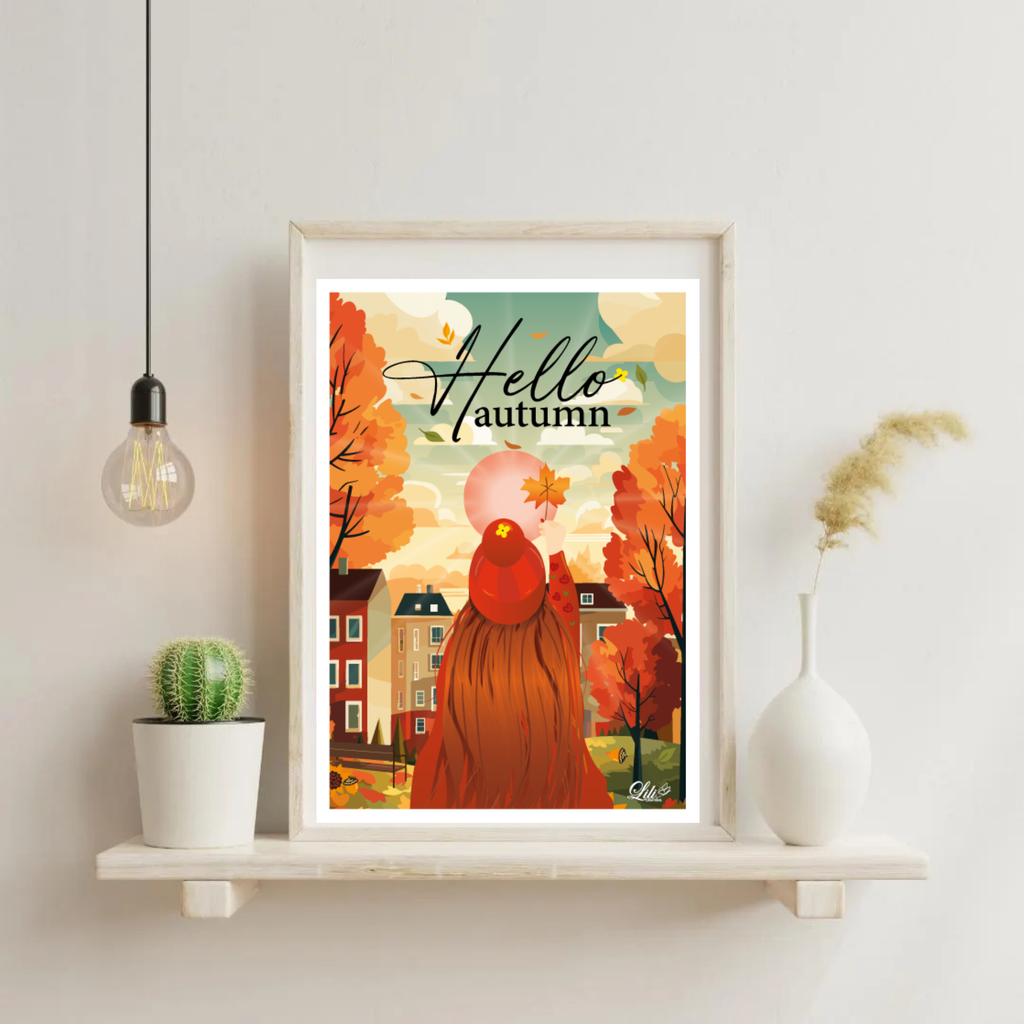 Affiche Vers la saison dorée - Illustration automnale chaleureuse (A5 / A4)