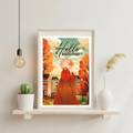 Affiche Vers la saison dorée - Illustration automnale chaleureuse (A5 / A4)
