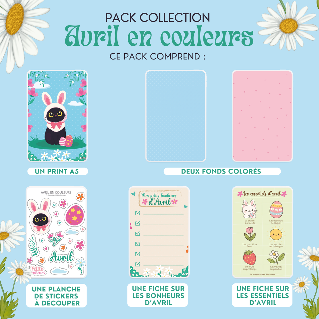 Pack scrapbooking Avril en couleurs - Papeterie créative et printanière