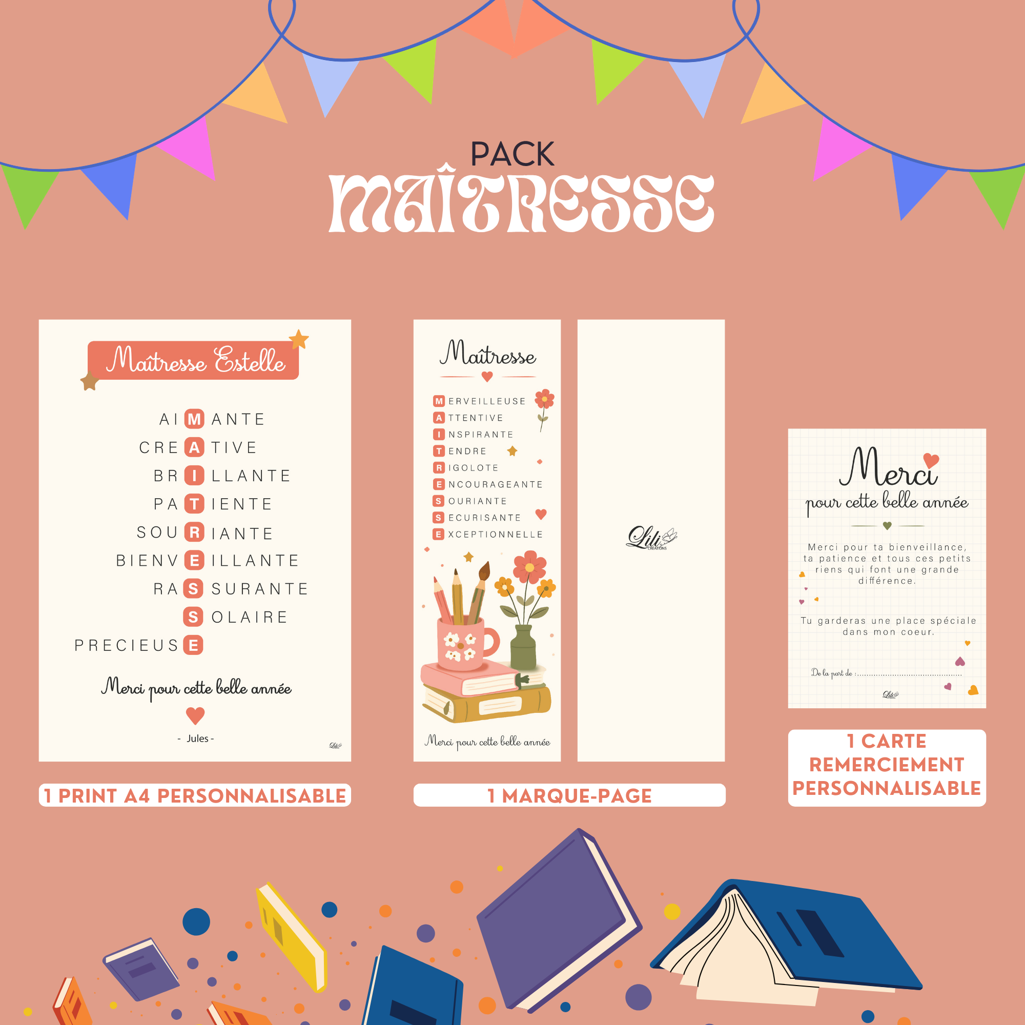 Pack Cadeau Maîtresse personnalisé - Fin d'année scolaire