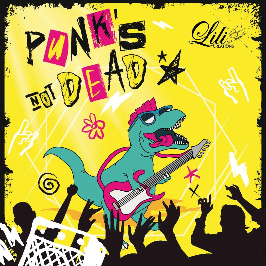 Affiche Punk's Not Dead - Illustration rock'n'roll déjantée (20x20 cm)