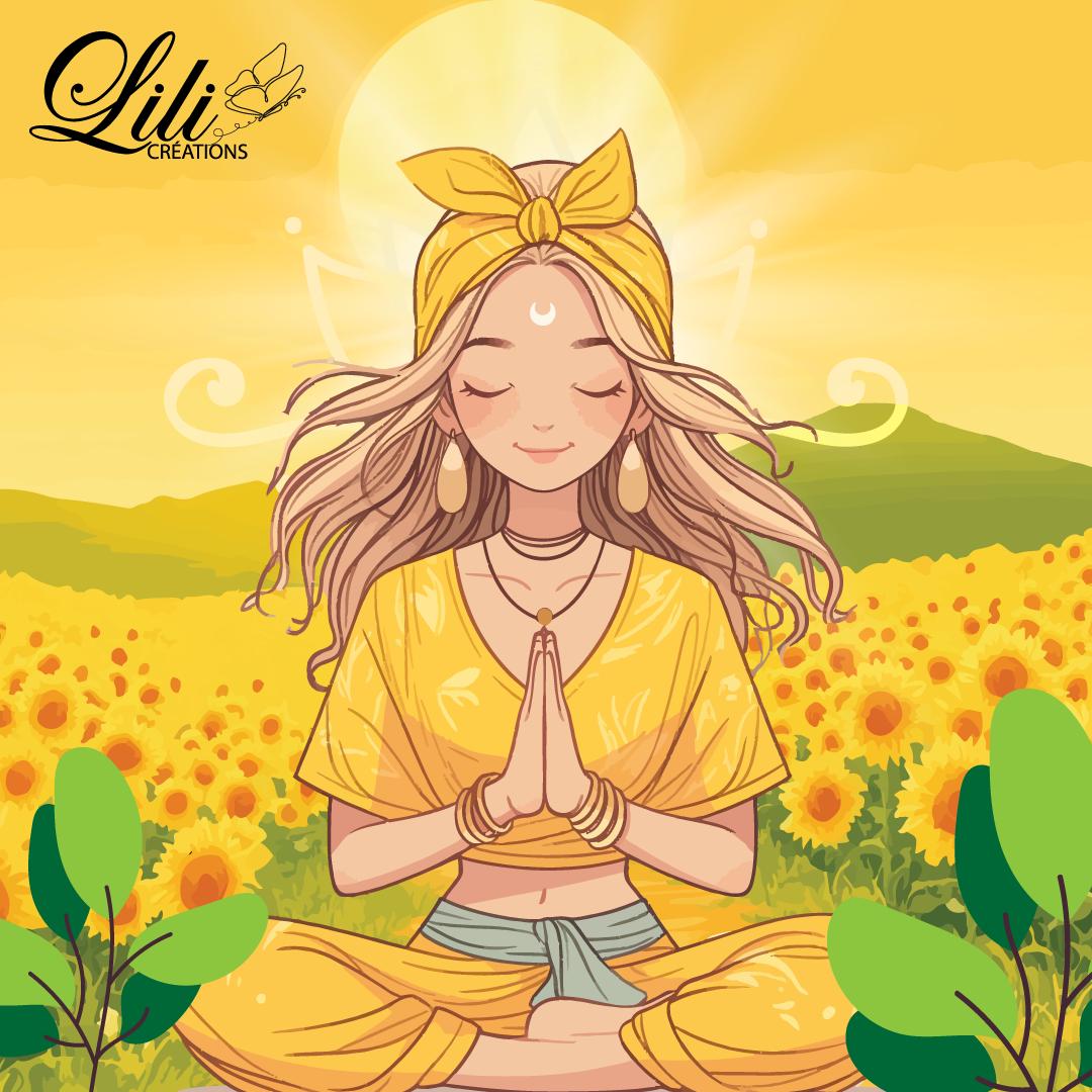 Affiche Éveil ensoleillé - Illustration bien-être et méditation (20x20 cm)