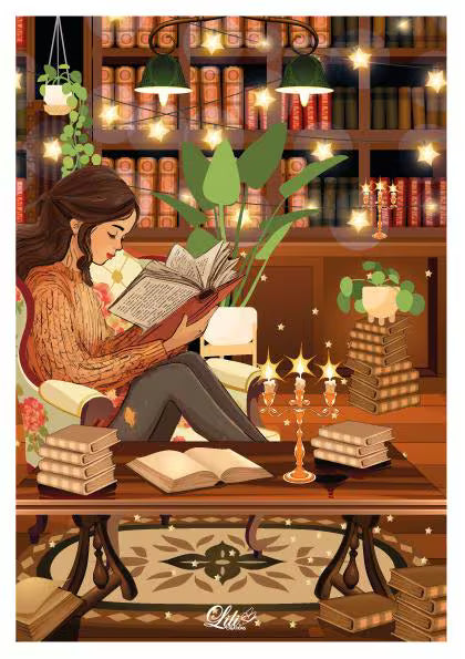 Affiche Chaleur entre les pages - Illustration Cosy lecture (A5 / A4)