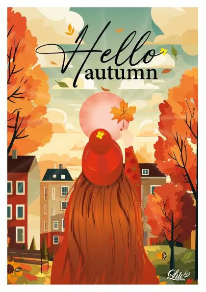 Affiche Vers la saison dorée - Illustration automnale chaleureuse (A5 / A4)