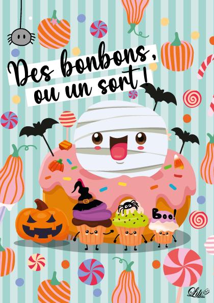 Affiche La Parade des Friandises Monstrueuses - Illustration Halloween gourmande et fun (A5 / A4)