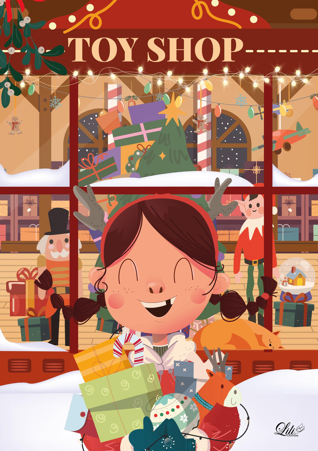 Affiche La boutique aux merveilles - Illustration de Noël douce et magique (A5 / A4)