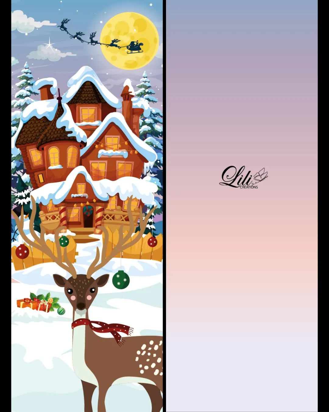 Marque-page Le renne aux bois étoilés - Illustration magique de Noël