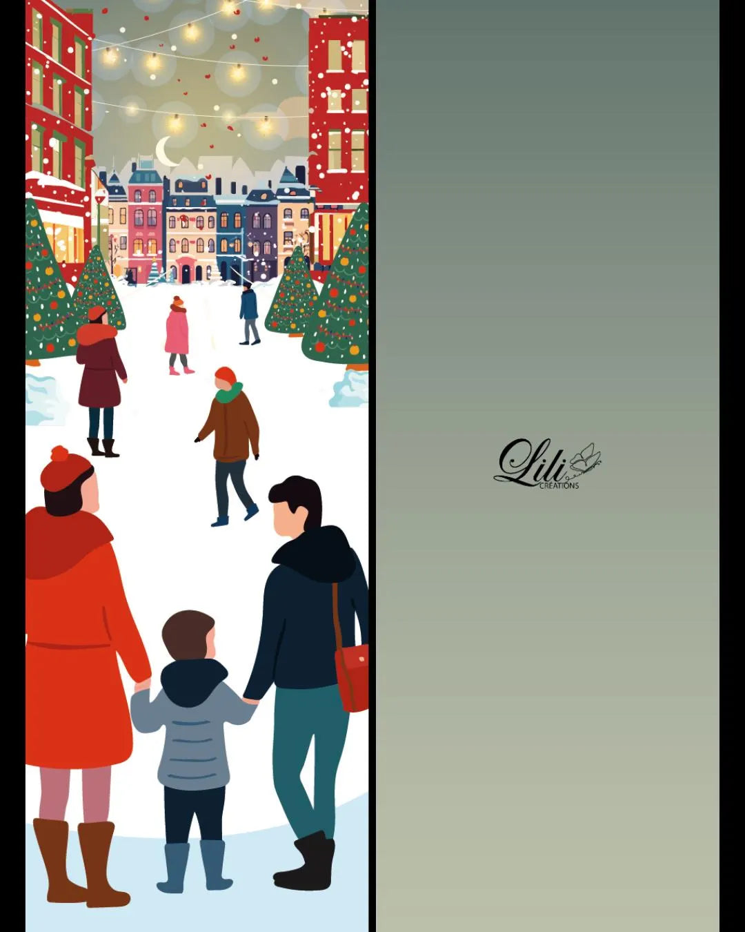 Marque-page Noël en ville - Illustration chaleureuse