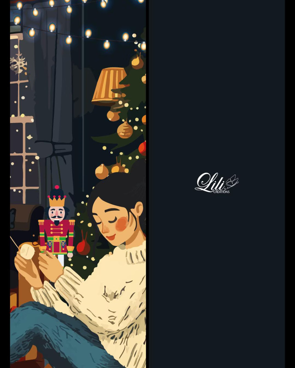 Marque-page Sous les lumières de Noël - Illustration lumineuse