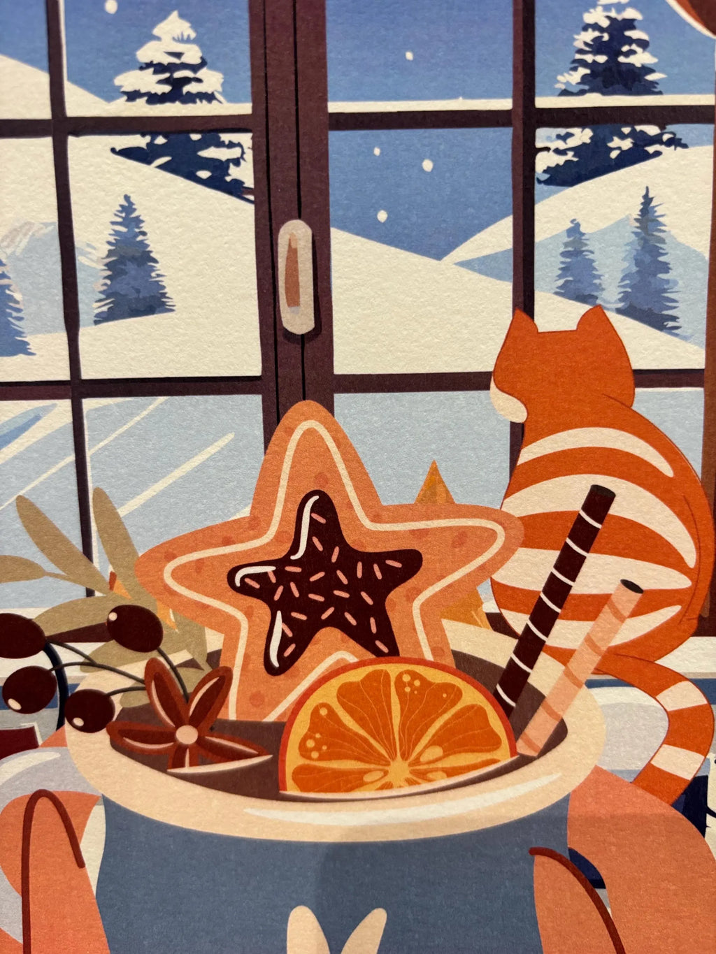 Affiche Un après-midi d'hiver - Illustration cosy avec chat et boisson chaude (A5 / A4)
